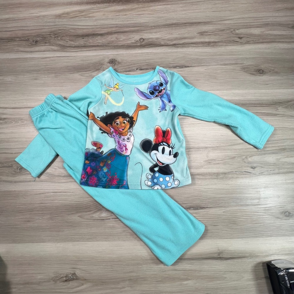Disney‎ 100 Mirabel Stitch Minnie Fairy Fleece Pajama Set XS (4/5) Girls